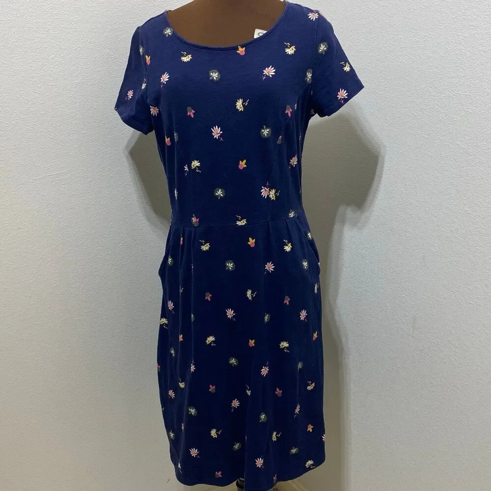 Boden Phoebe Navy Blue Floral Cotton Sheath Dress Size 8R - Picture 1 of 9